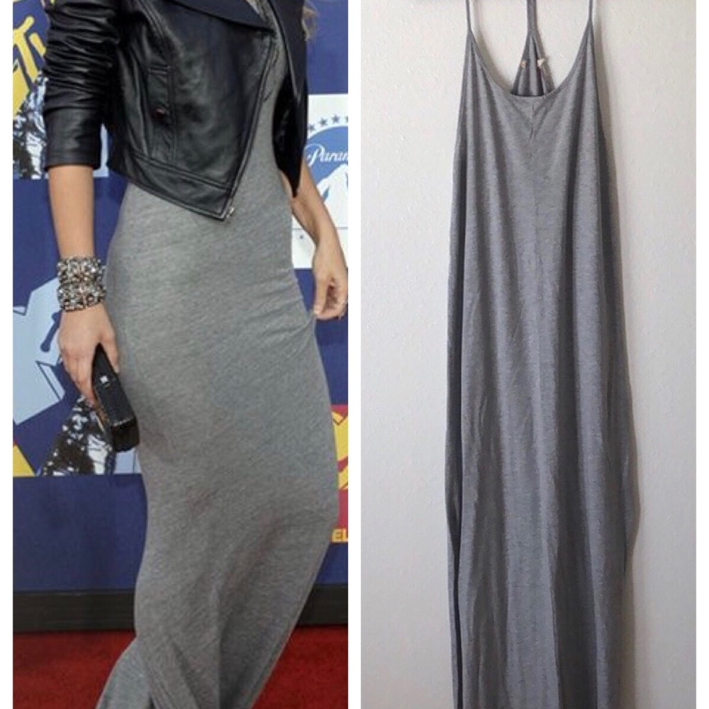 Basic Grey Maxi Racerback Slit dress